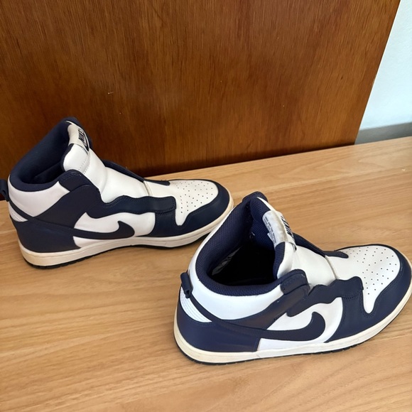 NIKE x SACAI sz 9 Dunk Lux High No Laces White Navy Blue 776446 Nikelab - Picture 10 of 13